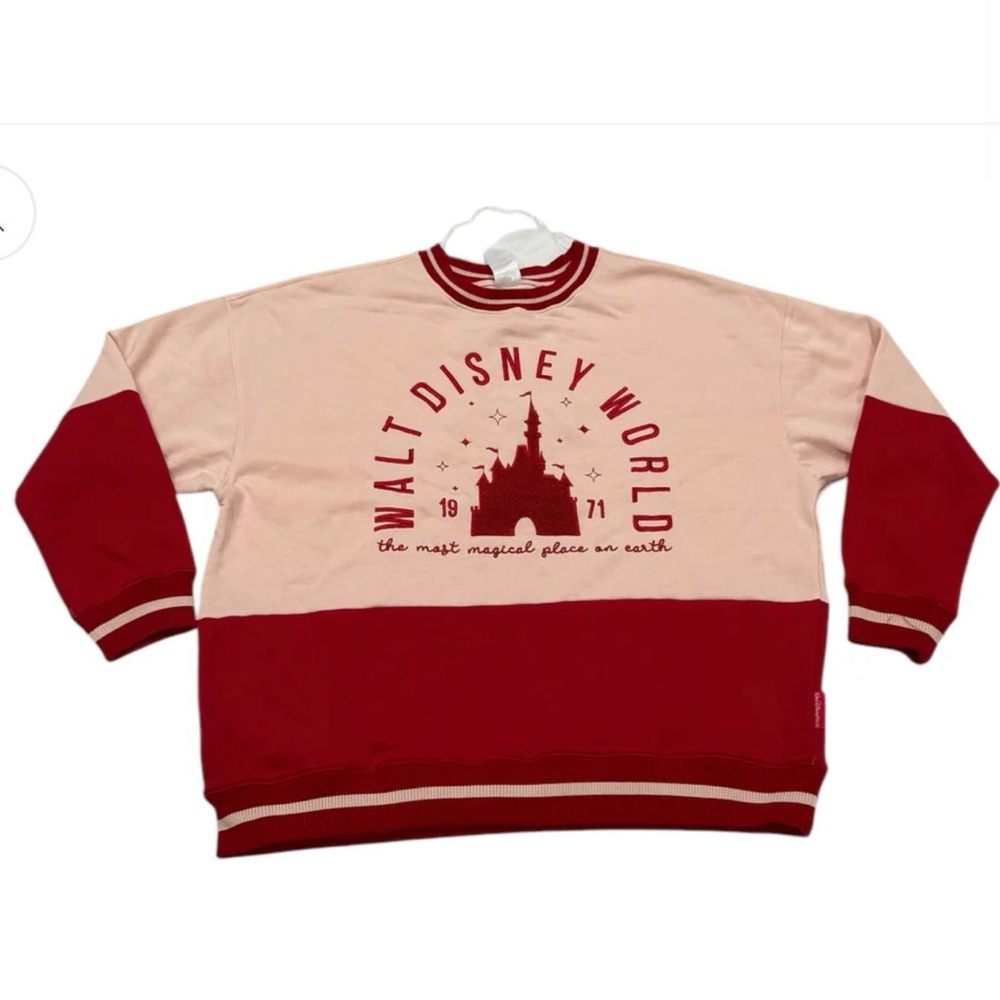 Disney Parks Two-Tone Castle Graphic Crewneck Sweatshirt, size M